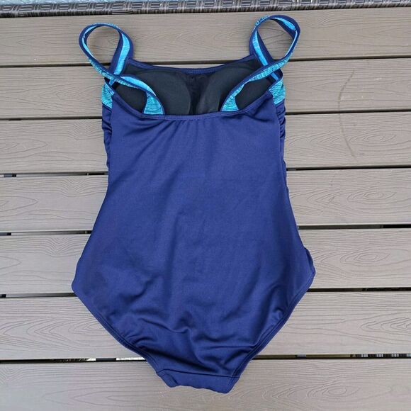 TYR Women's Mantra Solid Square Neck Navy Controlfit 1 Piece Sz 8 New Sample - Picture 2 of 2